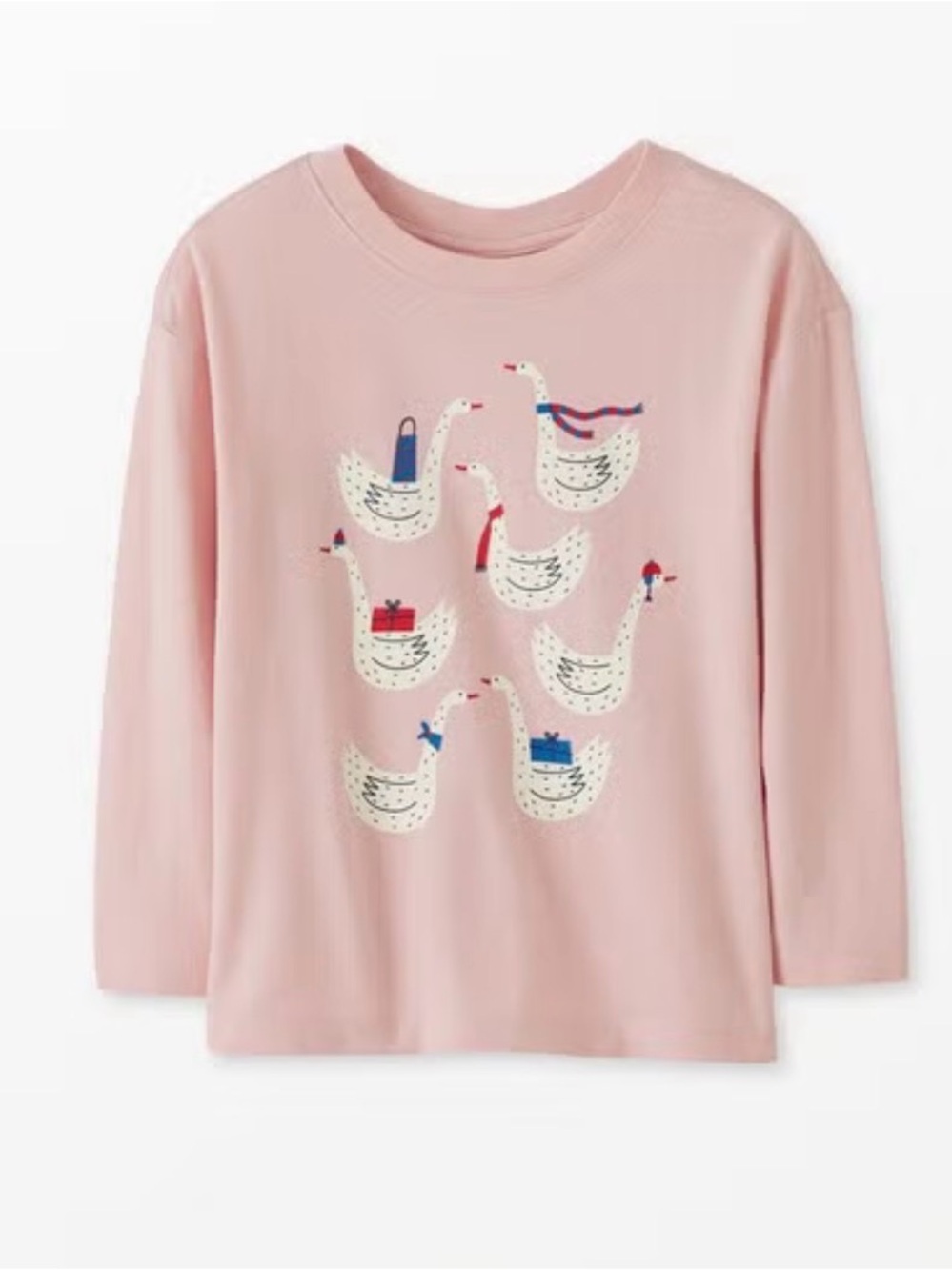 Hanna Andersson Girls Holiday Geese Long Sleeved T-Shirt size 7-8